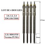 (lot de 4) bougie de pr�chauffage pour jumper boxer ducato 22 22l hdi jtd 100 120 galaxy mondeo transit ...