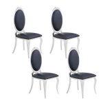 Lot de 4 chaises angel baroque chrome simili cuir noir