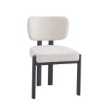 Lot de 4 chaises baguette en tissu serge chenille beige et pieds en m�tal noir