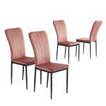 Lot de 4 chaises poppy velours rose pieds en mtal noir