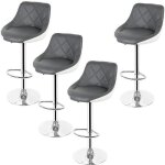 Lot de 4 chaises de bar contemporaines en simili gris et blanc - rglables en hauteur et pivotantes  ...