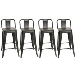 Lot de 4 chaises de bar style industriel avec dossier en mtal - hauteur assise 63. 5 cm - yyixing