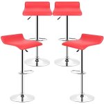 Lot de 4 chaises de bar tabourets bar carr rouge rotative  360 sans dossier rglage en hauteur 55 ...