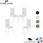 Lot de 4 chaises blanches - peilasan - strip - confortable similicuir pu - 48 x 42 x 98 cm