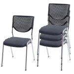Lot de 4 chaises de bureau - dcoshop26 - empilables - tissu maille gris - design ergonomique - confort ...