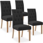 Lot de 4 chaises capitonn�es gaya tissu noir