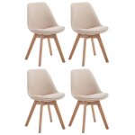 Lot de 4 chaises - clp - borneo v2 - tissu - bois massif - style scandinave moderne