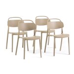 Lot de 4 chaises empilables en r�sine renforc�e fibre de verre pour int�rieur et ext�rieur patins antid�rapant ...