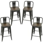 (lot de 4) chaises haute de cuisine avec dossier amovible - noir - 84 * 42 * 42cm