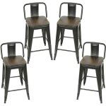 Lot de 4 chaises hautes industrielles shenglimeii r�tro (noir) - 42 * 42 * 83cm