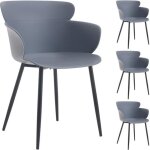 Lot de 4 chaises catch salle à manger ou cuisine design retro avec larges accoudoirs coque en plastique ... Lot de 4 chaises catch salle à manger ou cuisine design retro avec larges accoudoirs coque en plastique ...