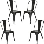 Lot 4 chaises industrielles en mtal - marque - noir - pour bistrot salle  manger bar caf