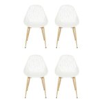 Lot de 4 chaises - home deco factory - lucena - ajour�es - blanches