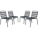 Lot de 4 chaises de jardin en m�tal empilables bilbao - gris