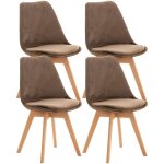 Lot de 4 chaise - linchavornay velours marron fonc� - bois - vintage - salle � manger