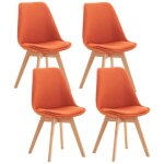 Lot de 4 chaise - linchavornay - vintage - bois - orange - salle à manger - intérieur Lot de 4 chaise - linchavornay - vintage - bois - orange - salle à manger - intérieur