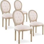 Lot de 4 chaises mdaillon capitonnes louis xvi tissu beige