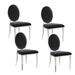 Lot de chaises medaillon en chrome et velours