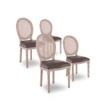 Lot de 4 chaises médaillon louis xvi cannage rotin vintage Lot de 4 chaises médaillon louis xvi cannage rotin vintage