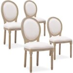 Lot de 4 chaises mdaillon louis xvi tissu beige