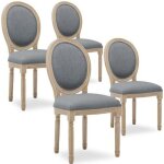 Lot de 4 chaises médaillon louis xvi tissu gris Lot de 4 chaises médaillon louis xvi tissu gris