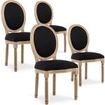 Lot de 4 chaises m�daillon louis xvi tissu noir