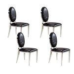 Lot de chaises medaillon en simili cuir croco noir