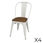 Lot de 4 chaises en m�tal blanc style industriel. collection factory.