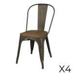 Lot de 4 chaises en m�tal gris fonc� style industriel. collection factory.