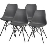 Lot de 4 - chaise scandinave navon gris - assise cuir pu pieds metal