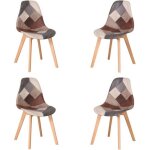 Lot de 4 chaises patchwork - chaises de salle � manger - pieds en h�tre