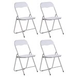 Lot de 4 chaises pliables felix - clp - blanc - m�tal - pour salle � manger - facile � ranger