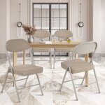 Lot de 4 chaises pliantes bellemave - si�ge rembourr� - cadre m�tal durable - capacit� 100 kg - sans ...