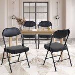 Lot de 4 chaises pliantes bellemave - si�ge rembourr� - cadre m�tal durable - capacit� 100 kg - sans ...