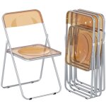 Lot de 4 chaises pliantes - homcom - portables - pour maison bureau salle � manger - acrylique acier ...