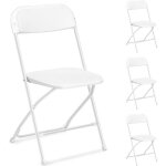 Lot de 4 chaises pliantes en plastique blanc siges commerciaux empilables portables intrieurs et extrieurs ...