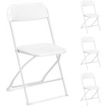 Lot de 4 chaises pliantes en plastique blanc siges commerciaux empilables portables intrieurs et extrieurs ...