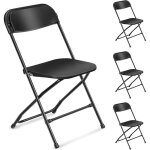 Lot de 4 chaises pliantes en plastique noir siges commerciaux empilables portables intrieurs et extrieurs ...