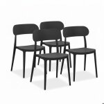 Lot de 4 chaises en polypropyl�ne design classique et r�sistant monobloc pour jardin terrasse cuisine ...