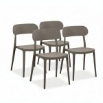 Lot de 4 chaises en polypropyl�ne design classique et r�sistant monobloc pour jardin terrasse cuisine ...