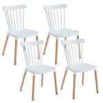 Lot de 4 chaises ravi de salle � manger design blanc design scandinave avec assise confortable pieds ...