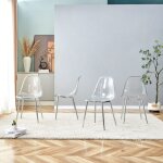 Lot de 4 chaises de salle � manger 44x457x83 cm avec pieds en m�tal argent�s assise plastique design ...