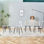 Lot de 4 chaises de salle � manger 44x457x83 cm avec pieds en m�tal noirs assise plastique style moderne ...