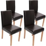 Lot de 4 chaises de salle à manger cuisine en cuir marron pieds en bois clair design moderne Lot de 4 chaises de salle à manger cuisine en cuir marron pieds en bois clair design moderne