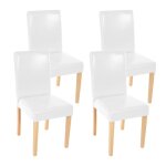 Lot de 4 chaises de salle a manger cuisine en cuir blanc pieds en bois clair design moderne 04 0000555 ...