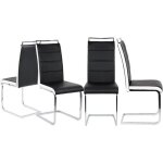 Lot de 4 chaises de salle � manger - design contemporain - simili noir et blanc - pieds en m�tal chrom� ...