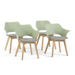Lot de 4 chaises de salle � manger design avec coussin pied - de - poule coque ergonomique en r�sine ...