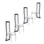 Lot de 4 chaises de salle � manger diya - blanc et noir - style scandinave moderne - 42x42x101cm