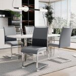 Lot de 4 chaises de salle � manger - dossier haut - assise rembourr�e en cuir synth�tique pu - structure ...