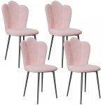 Lot de 4 chaise de salle � manger - avec dossier en p�tale - si�ges en tissu velours et pieds en m�tal ...